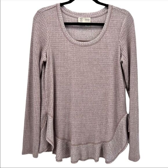 ✨ Anthropologie Saturday Sunday Wendy Waffle Knit Thermal Top Ruffle Wrap✨ - Picture 6 of 9